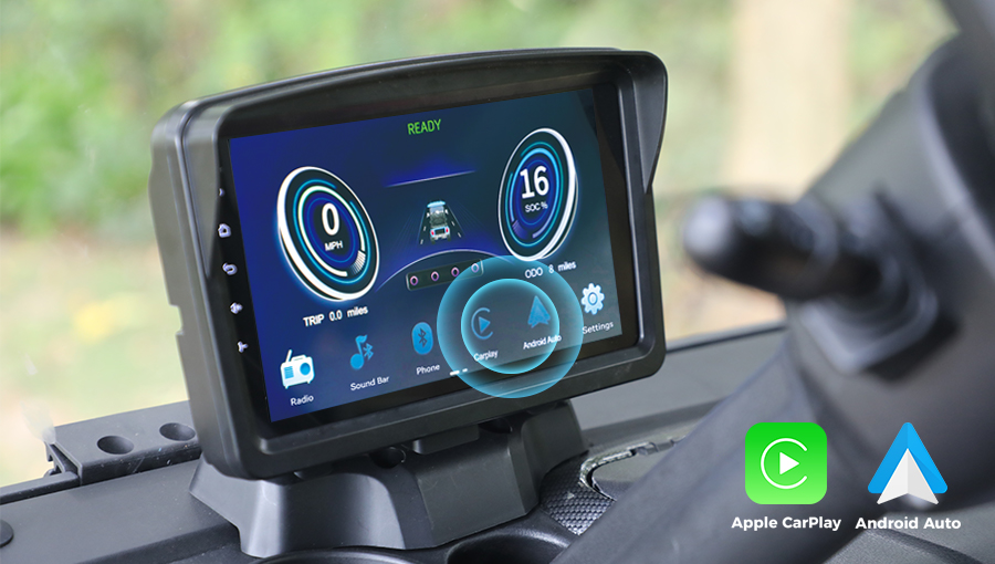 tara golf cart touchscreen with carplay